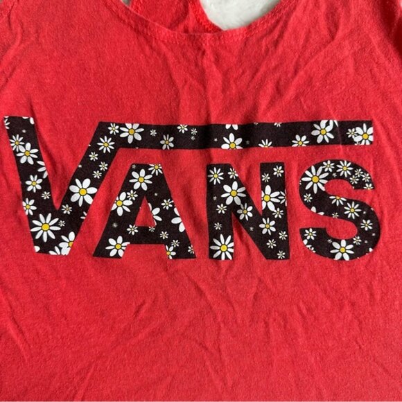 Vans | Red Racerback with Black Floral Daisy Logo | Size Extra Small - Picture 3 of 9